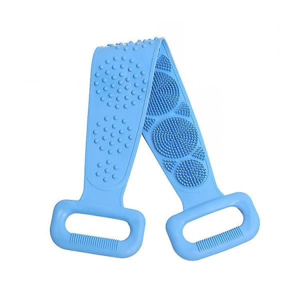 TG Ryggskrubb for brusebad, for at vælge silikonexfolierande badkroppsborste med håndtag for män och kvinnor. (blå)