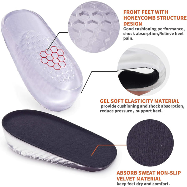 1 par Height Increaser Heel Insoles, Invisible Shoe Lifter In