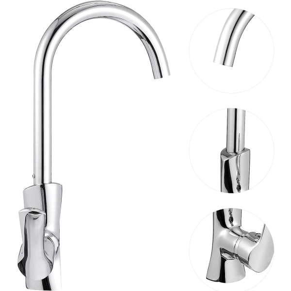 Set Rostfritt Stål Vattenkran Varmt Kallt Vatten Dispenser Modern Kökskran Kök Kran Kran för Kök Badkar Badkar (Silver)