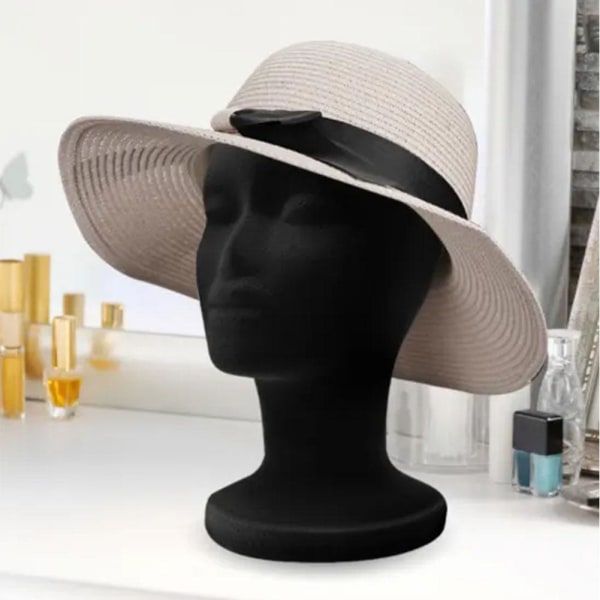 TG Skumhuvud Kvinnlig Skyltdocka Huvud Glasögon Cap Display Stativ Hatt Gul 30cm