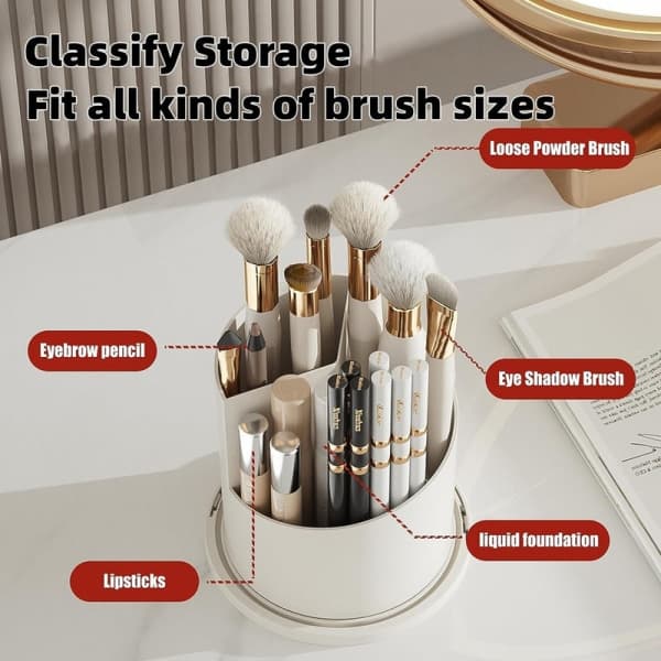 Makeup Opbevaringsboks, 360° roterende organizer, 3 rum (SORT)_yux
