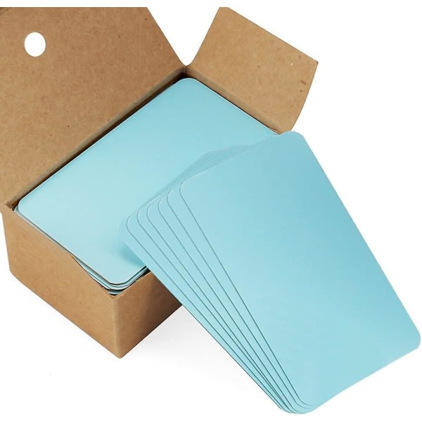 100 bitar blankt kraftpapir blått tomma kort, meddelandekort ordkort hantverkskort Crday present