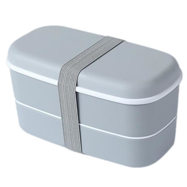 1 setti kaksoiskerroksinen lounaslaatikko Bento Box lounasastiat opiskelijoille ja työntekijöille (15,5 x 8,5 cm, harmaa)