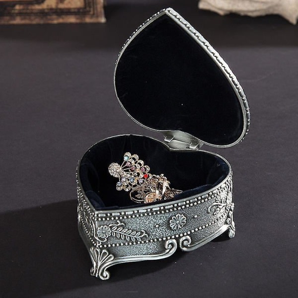 Galaxy Klassisk vintage hjerteform metall smyckeskrin Ring prydnadsföremål organizer