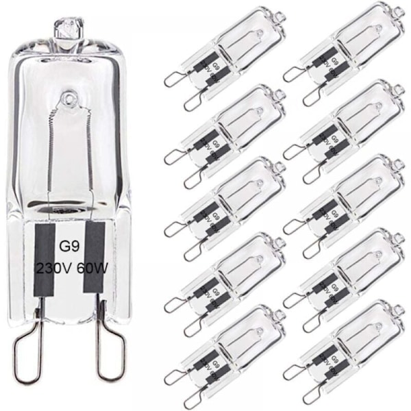 G9 halogenlampe, 60 W, varm hvid 2800 K, 680 lm, 230 V, dæmpbar, halogen kapsel glødelampe, 10 stk.