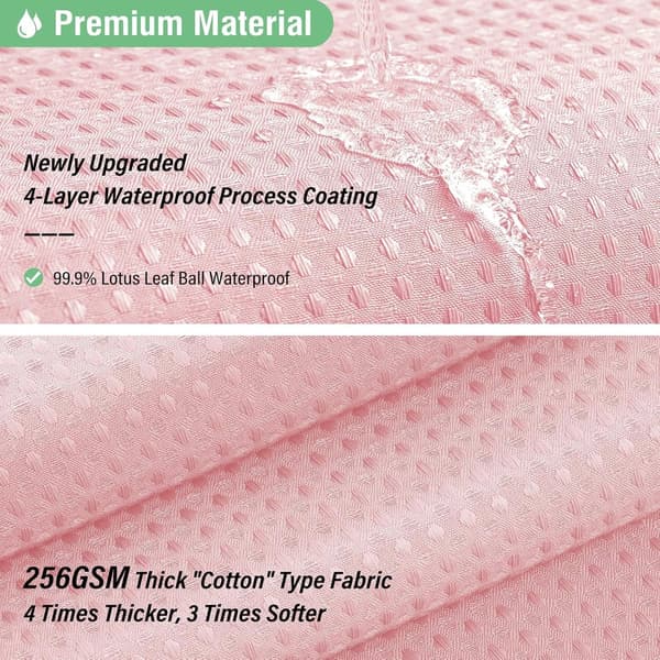 Tekstureret polyester badeforhæng, vandtæt maskinvaskbart med 12 kroge, pink, 180 x 180 cm, til hjemme- og hotelbadeværelser