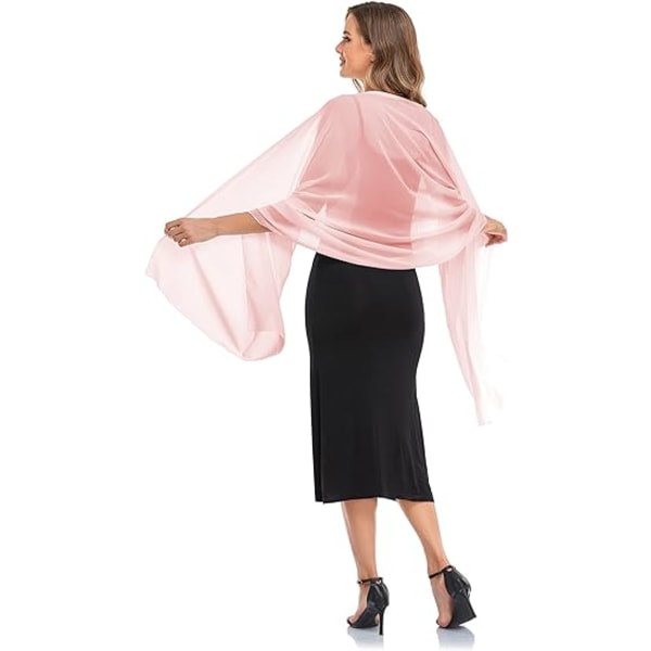 Blekt rosa kvelds-sjal og skjerf i chiffon - Elegant og myk