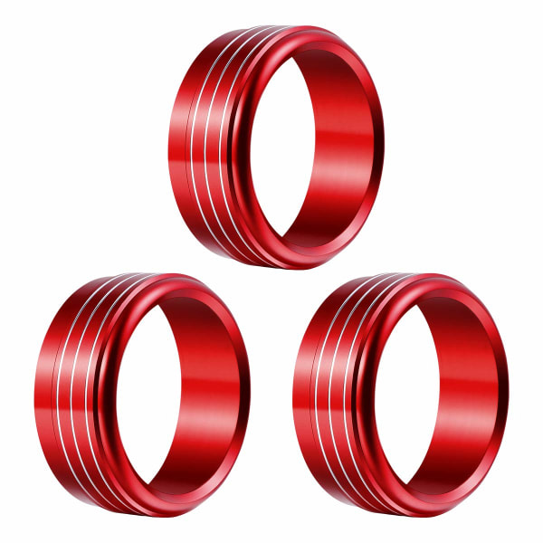 Galaxy 3 st anodiseret aluminium AC Climate Control Knop Ring Covers (rød)