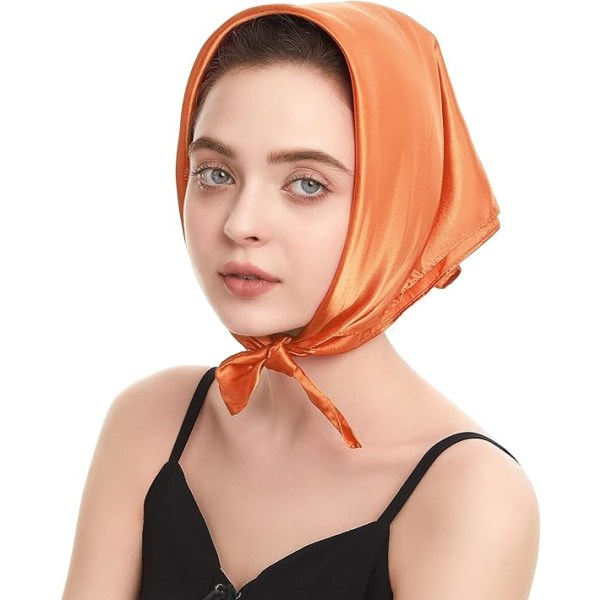 Sidenkänsla Sjal Fyrkantig Chiffong Sjal Enfärgad Bandanas Retro Scarfs för Kvinnor Hals Sjal Handväska Sjal