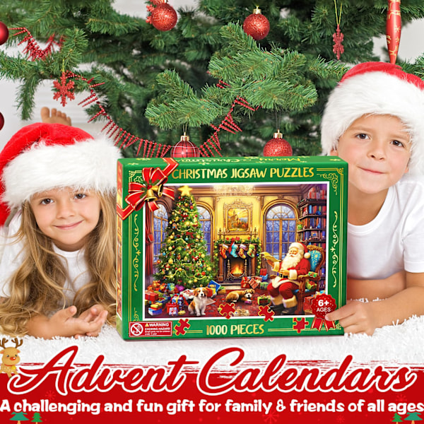 Puslespil Julekalender 2023, 1008 Puslespilsbrikker 24 Dages Jule-nedtælling Julekalendere