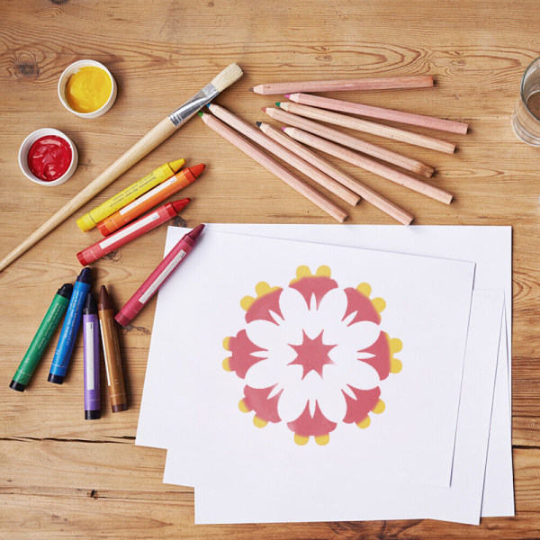 42 stk Hvite Mandala Mal-klipp for Maling