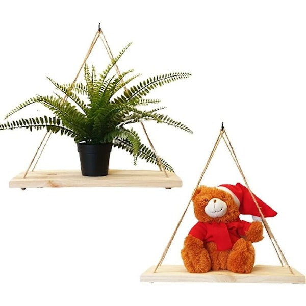 2 kpl riippuva seinähylly - Trendikäs sisustus kierrätetystä puusta - Koukku mukana - Mäntypuu - 35 cm x 14 cm - Käsityönä valmistettu Ranskassa