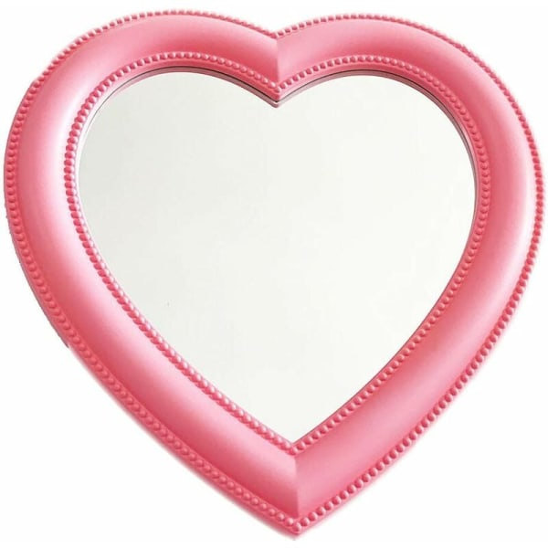 Sminkspegel Hjärtformad Spegel Kosmetisk Bordsspegel Väggmonterad Spegel Rosa