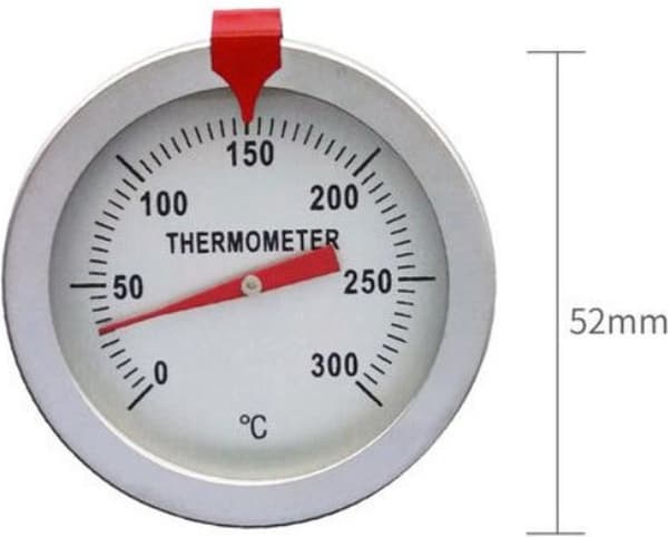Termometer med kokprob i rostfritt stål med tydlig display och stor termometer, direktavläsande urtavla, probens längd 300 mm, 0℃~300℃ matlagning
