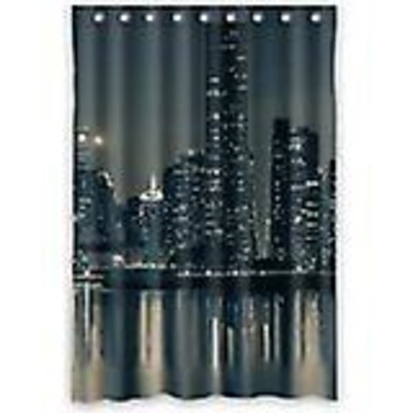 Byen New York Bybilleder Byen New York Om natten Bruseforhæng Badeværelsesindretning Gardin 120x180 Cm