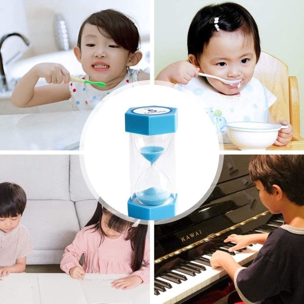 Sæt med 5 timeglas til børn, timeglasfunktion, timeglas