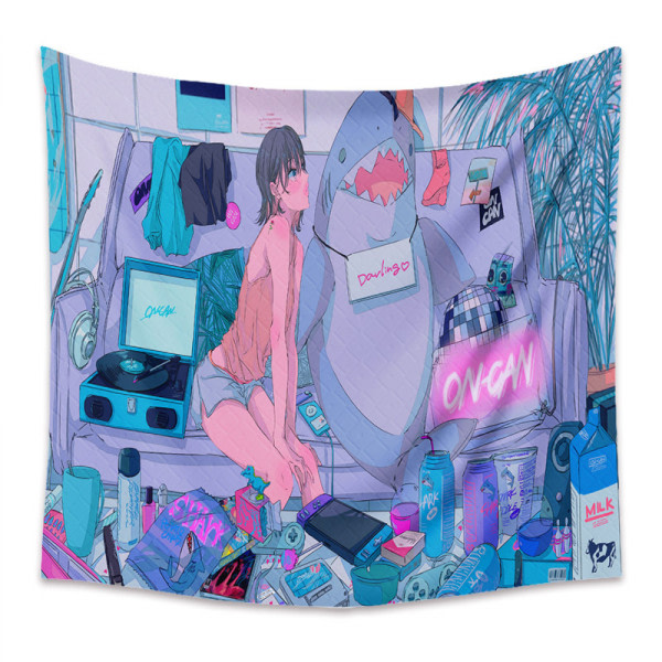 Wekity Anime Gobeläng Estetisk Konst Hem Bakgrund Tyg Dekoration Gåva Boho Gobeläng för Vardagsrum Sovrum Inredning (614-3, 39 X 59 tum)
