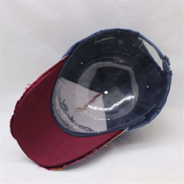 Cap Vintage Sport Casual Solhatt Unisex Justerbar Distressed Washed Cotton Snapback Trucker Hat (röd)