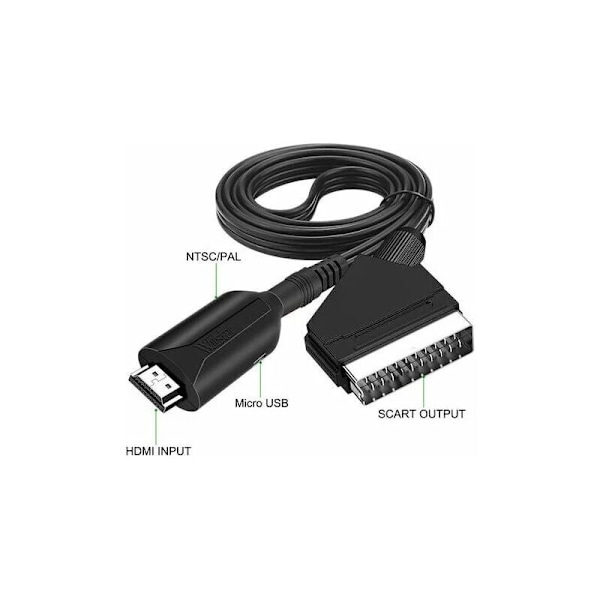 Scart till HDMI-omvandlare Video Audio Adapter för HDTV/DVD/Set-top box/PS3/PAL/NTSC