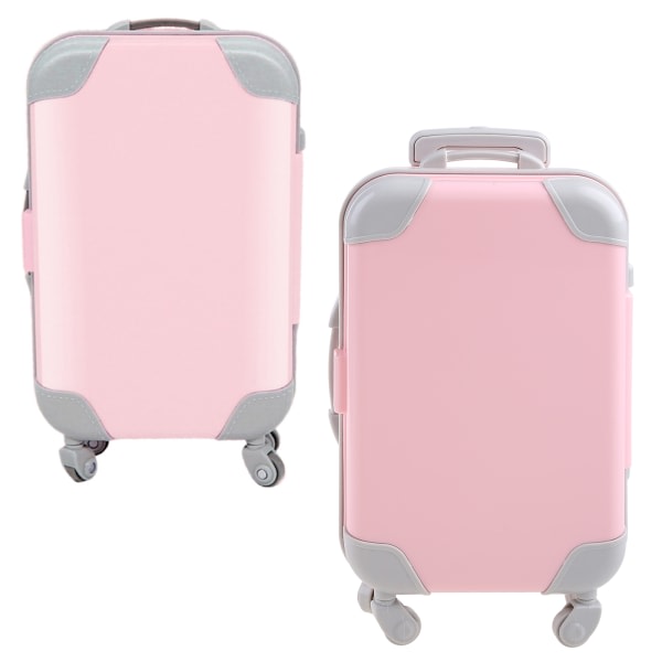 Minivagn för dockor, resväska förpackning för case Ögonfransar Förpackningslåda Simulering Bagageförvaringslåda Rosa