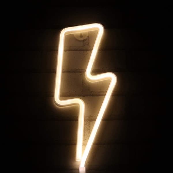 Neonskilt LED Lynform Nattlys Veggdekor Strøm - Perfekt
