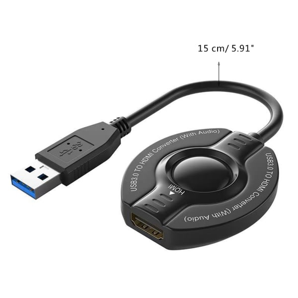 USB3.0 til HDMI-kompatibel adapter USB 2.0 til HDMI-kompatibel 1080P/60Hz adapterkonverterer for PC TV-projektor