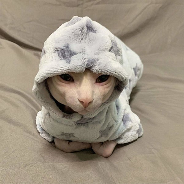 Hårlösa kattkläder Sphynx/tysk katt höst och vinter förtjockade huvkläder-M
