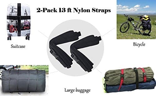 2-pak 4 meter nylonstropper, universalstropper med hurtigudløserspænde, sort 4 meter, sort 4 meter, sort 4 meter