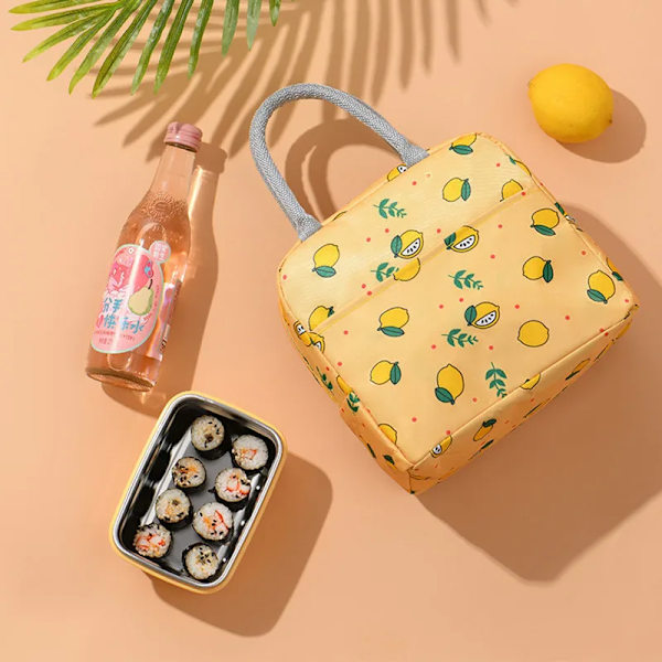 Söta Citron Bærbare Vandtætte Lynlåslunchposer Sort 22*15*17cm black