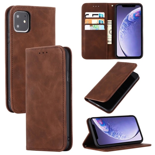 TG iPhone 11 - Praktisk Wallet-etui (FLOVEME) Lysebrun Lysebrun