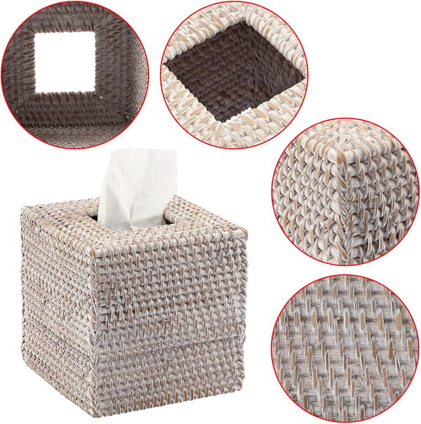 Square Tissue Holder Decoration Tissue Storage Box Cube Tissue Paper Holder Box Tissue Storage Case Dispenser Napkin Organizer