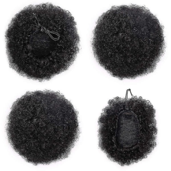 TG Afro Puff Hårstrikk Hestehale Syntetisk Kort Afro Kinky Krøllete Afro Bun Extension Hårstykker Påsatte Hårførlengelser