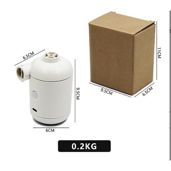 Vit - Elektrisk luftpumpe, Mini Bærbar USB Elektrisk Luftpumpe, Camping Oppblåsing Og Rask Tømming, 4 Oppblåsingstuter, Passer For Madrasser /