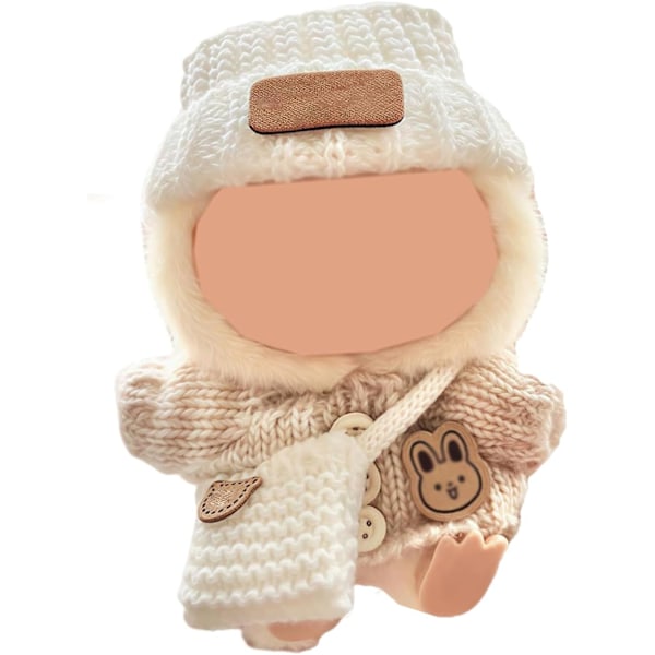 Kläder för Labubu (INGEN Docka), Hatt & Overall Set för 17 cm Labubu Tillbehör Kostym Off-white