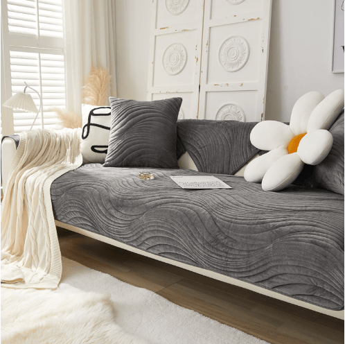 Sofatrekk, L-formet/U-formet/hjørnesofa 3/2/1-seter, sofatrekk, varmt, supermykt, fløyel sofatrekk-pledd mørkegrå 90*160cm Dark Gray