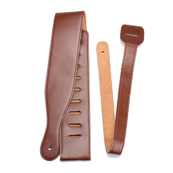 Holdbar læder guitarrem med justerbar strop, til elektrisk guitar, tilbehør til bas 0.1 Brown