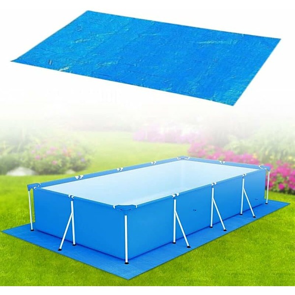 Pool Underlagsduk, Rektangulär Pool Underlagsduk för 300x200cm Pool - Blå Vattentät Vikbar Pool Underlagsduk och Skyddsmatta 338cm x 239cm