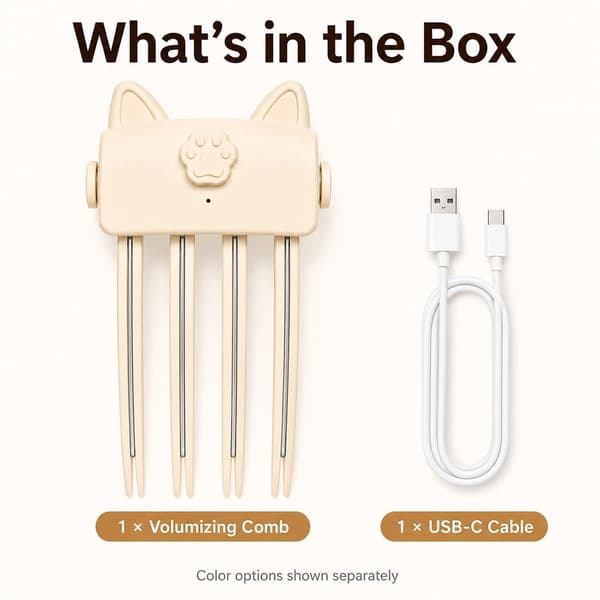 Opvarmede Root Volumizer Clips, 2-delt sæt, Dobbelt temperatur, USB-C genopladelig, Til fint fladt hår, Bærbar Pink og Creme