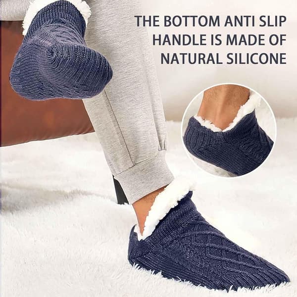 Fleeceforede skridsikre sokker, bløde polyester varme gulvsokker til kvinder, mænd og piger, indendørs, marineblå, 38-42 (26cm)