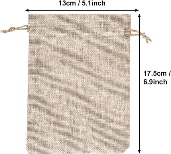 Jutepåsar - 30-pack - Jutepåsar - Återanvändbara - Presentpåse med dragsko - 3 x 18 cm - Beige