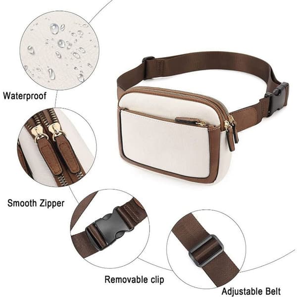 Dam PU Läder Bältesväska Crossbody Midjeväska Rese Axelväskor Svart
