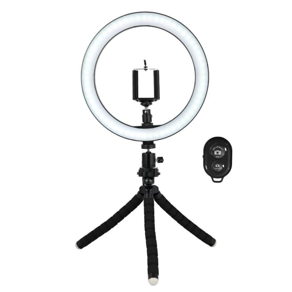 TG Selfie-lampe/Ring light (26 cm) med formbart stativ multifarge