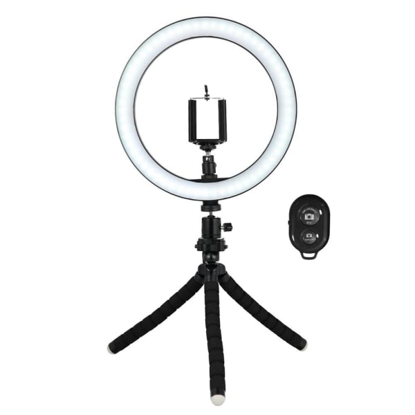 TG Selfie-lampe/Ring light (26 cm) med formbart stativ multifarve