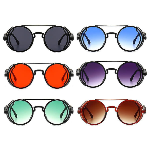 Unisex Retro Gootti Steampunk Aurinkolasit Miehet Naiset Retro Pyöreä Linssi Metallikehys Hippi Aurinkolasit Punainen
