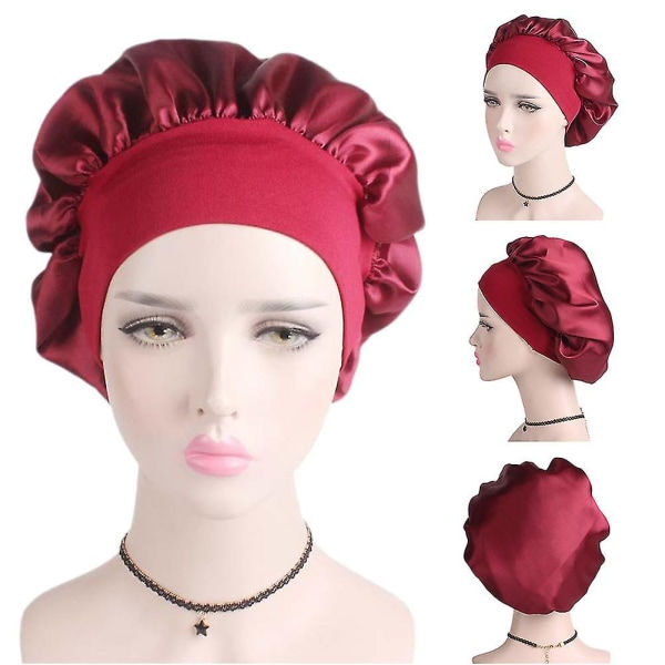 TG Hårvård Kvinnor Bredband Elastisk Satin Bonnet Cap Nattsömn Hatt Huvudinpackning Royalblå