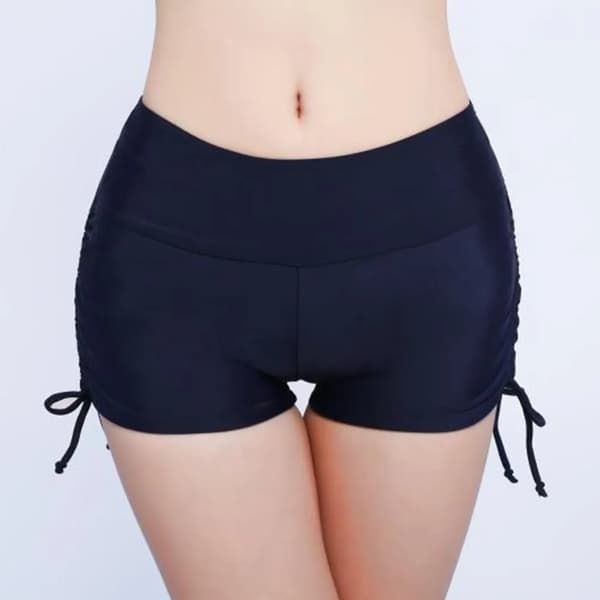 Sommarstrand Dame Ensfarget Bikiniunderdel Sidefoldet Bandasje Badeshorts_yux