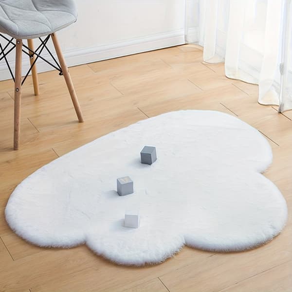 Mjuk vit molnformad matta fluffig polyestermatta maskintvättbar för barnrum sovrum vardagsrum 60x100cm