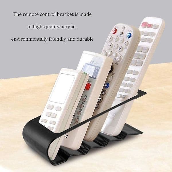 Remote Control Storage Box with 4 Compartments, Black Acrylic, Remote Control Holder