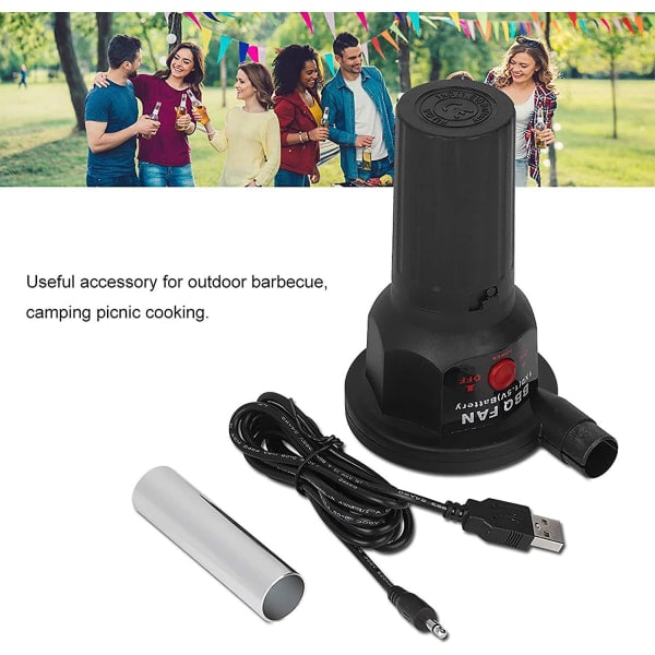 Bärbar grillfläkt Grillfläkt med USB-kabel, bärbar elektrisk grillbälgverktyg för matlagning utomhus, picknick, camping