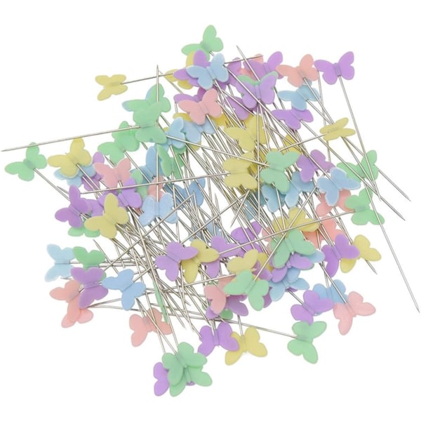 200 st Flerfärgade Quiltnålar, Fjärilsformade Huvudnålar för